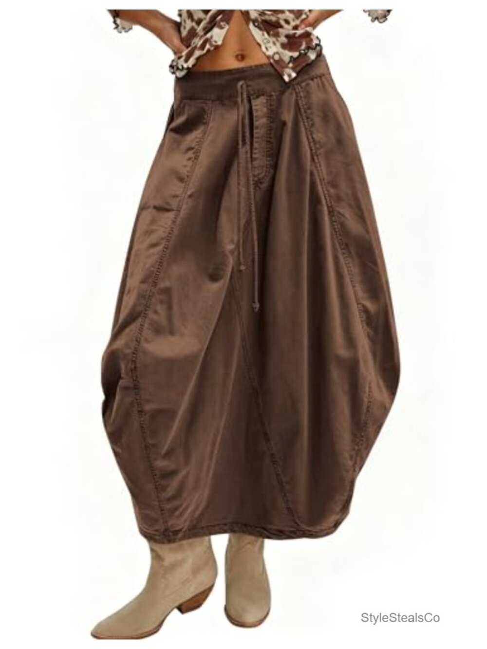 Women's Baggy Parachute Maxi Skirt Y2K Cargo Skirt Cotton Blend Pockets